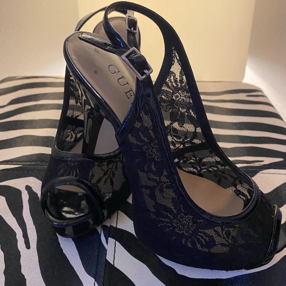 black lace guess heels